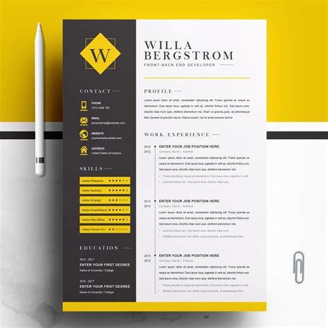 Resume Template Yellow